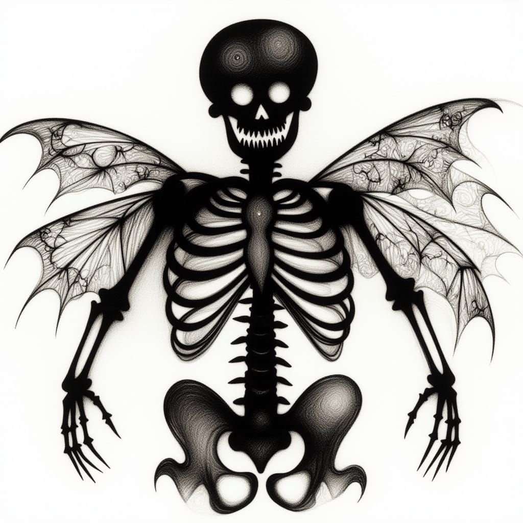 Lace Skeleton Photogram in Black and White