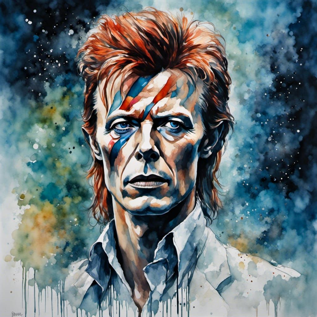 Watercolor Portrait of David Bowie