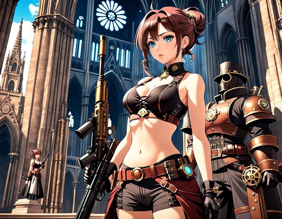 Steampunk Artificer in Seville Cathedral, Anime Style