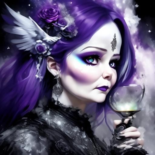 Gothic Woman Holding Eagle Portrait