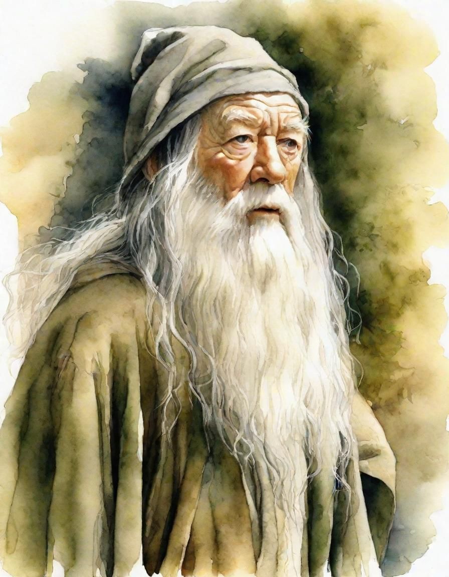 Gandalf in The Shire: Watercolor Portrait