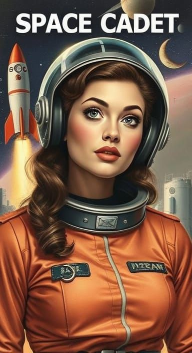 Retro Sci-Fi Pinup in Spacesuit Oil Portrait