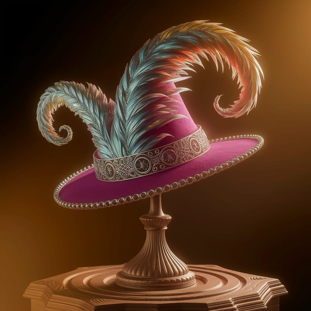 Enchanted Hat with Iridescent Feathers