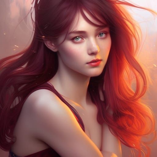 Girl with Hearts in Magical Loish Style