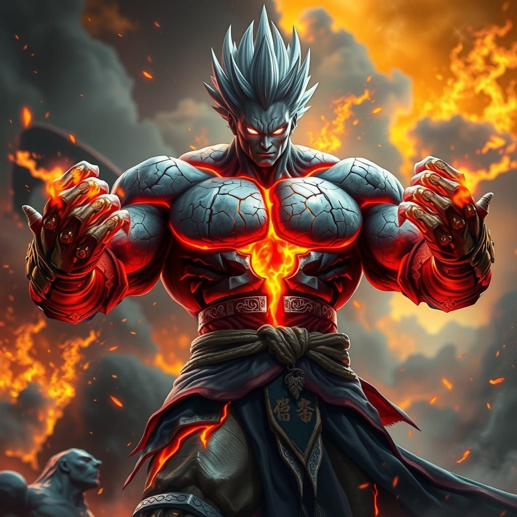 Magma Warrior with Divine Rage in Fantasy Art