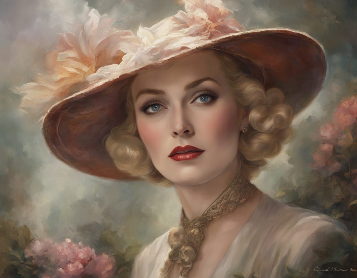 Carole Lombard Portrait in Hyperrealistic Impasto Style