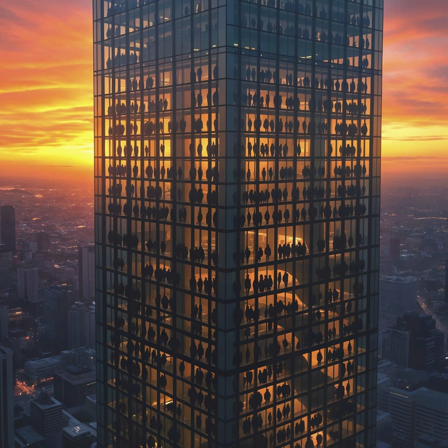 Transparent Hotel at Sunset in Minimalist Style