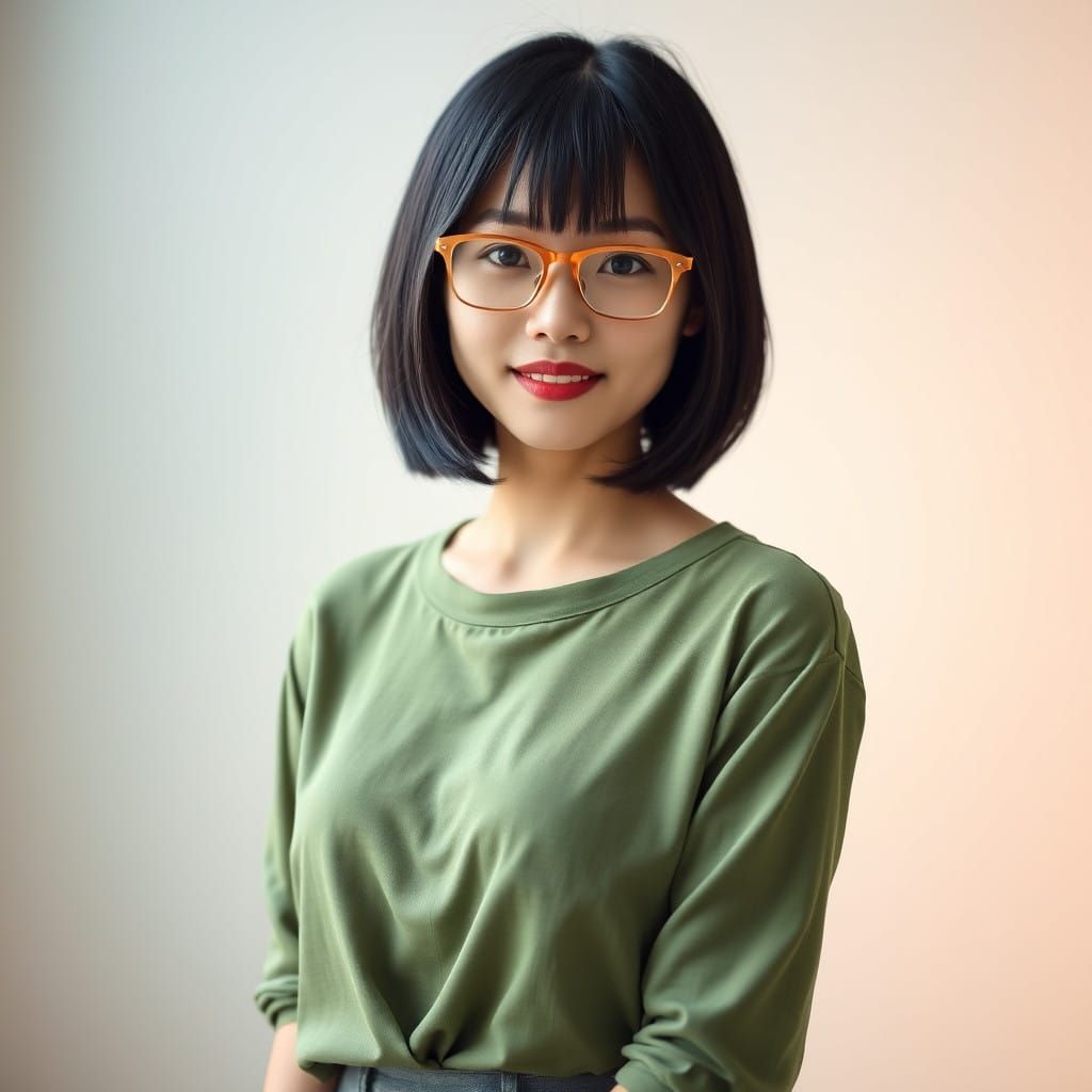 Hyper-Realistic Portrait of a Chinese Woman in Green