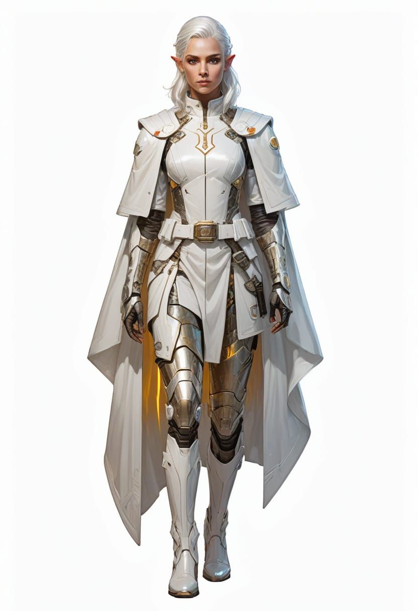 Cyberpunk Elf Warrior in Vibrant Ceremonial Suit