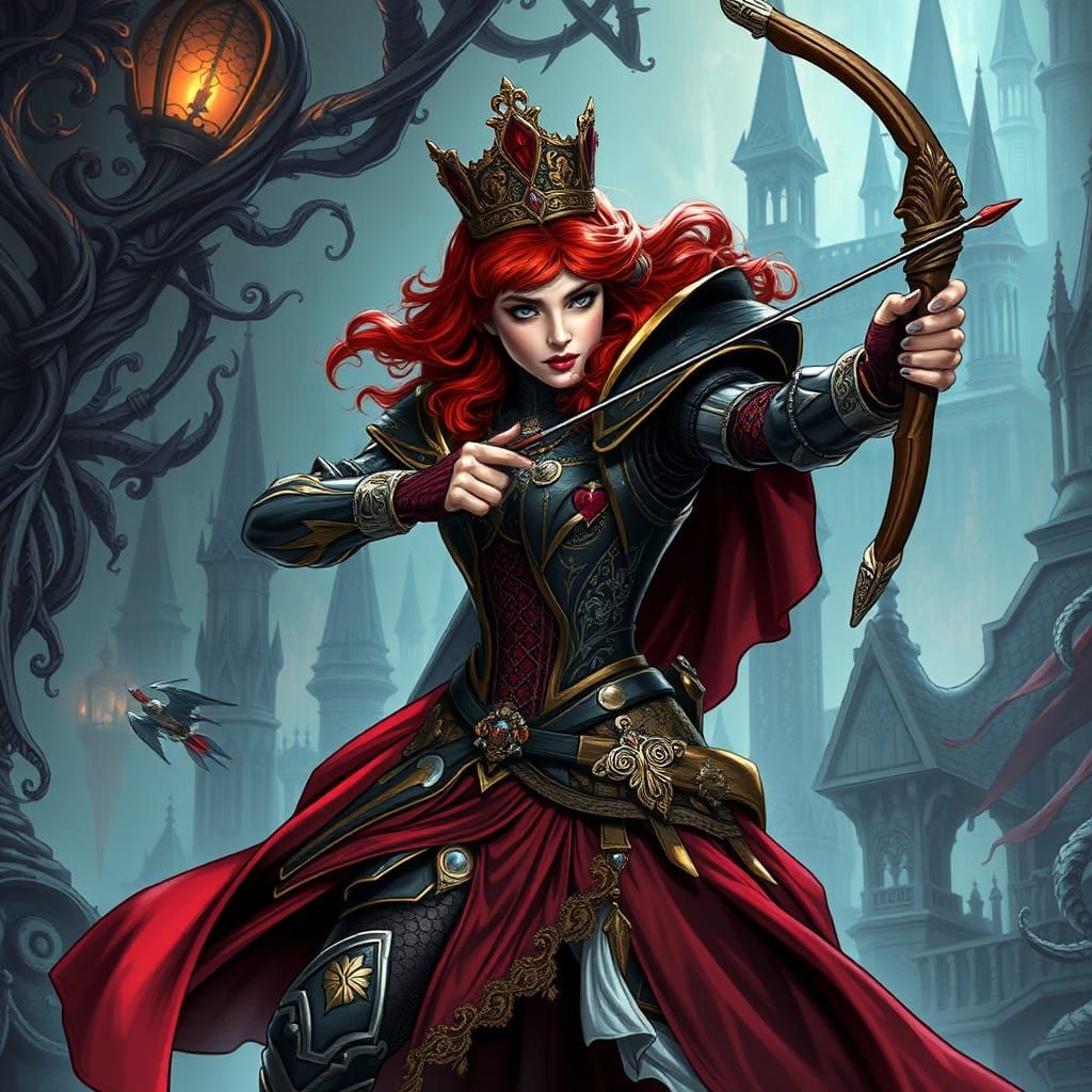 Queen of Hearts Battles in a Gothic Realm