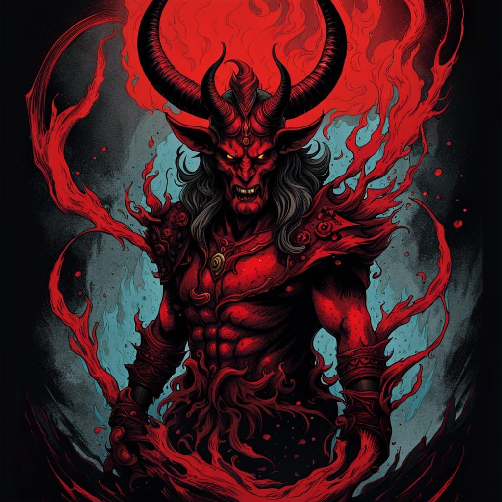 Detailed Demon Illustration in Dark Fantasy Style