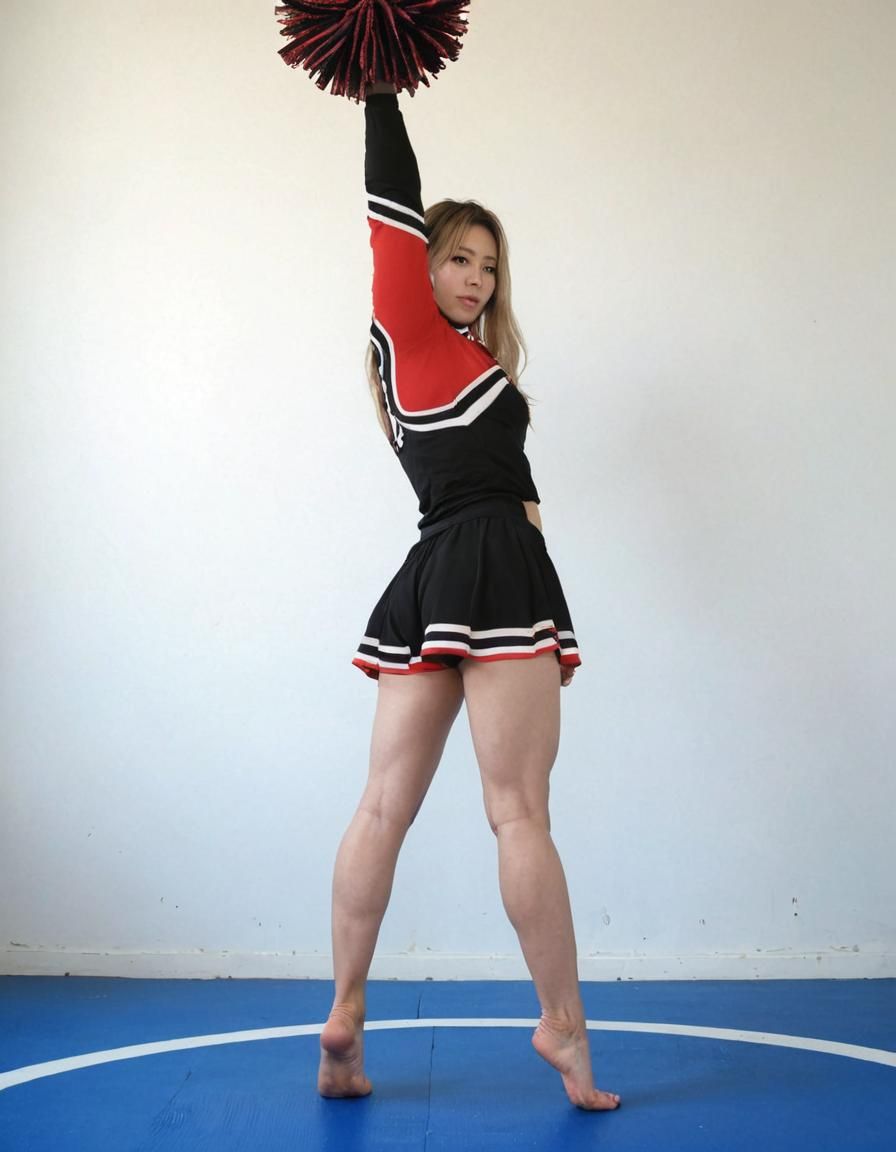 Fitness Girl with Muscles and Silicone Breasts