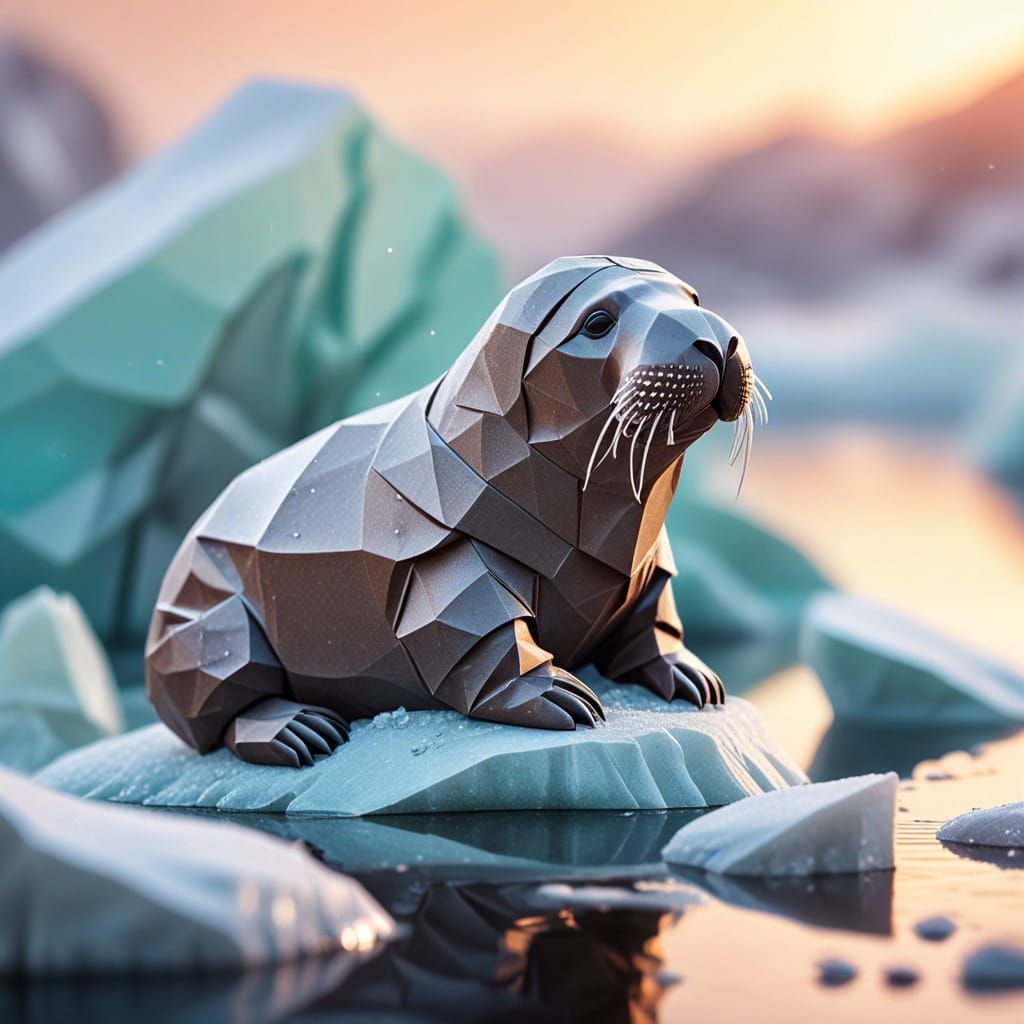 Baby Walrus in Winter Wonderland: Macro Papercraft