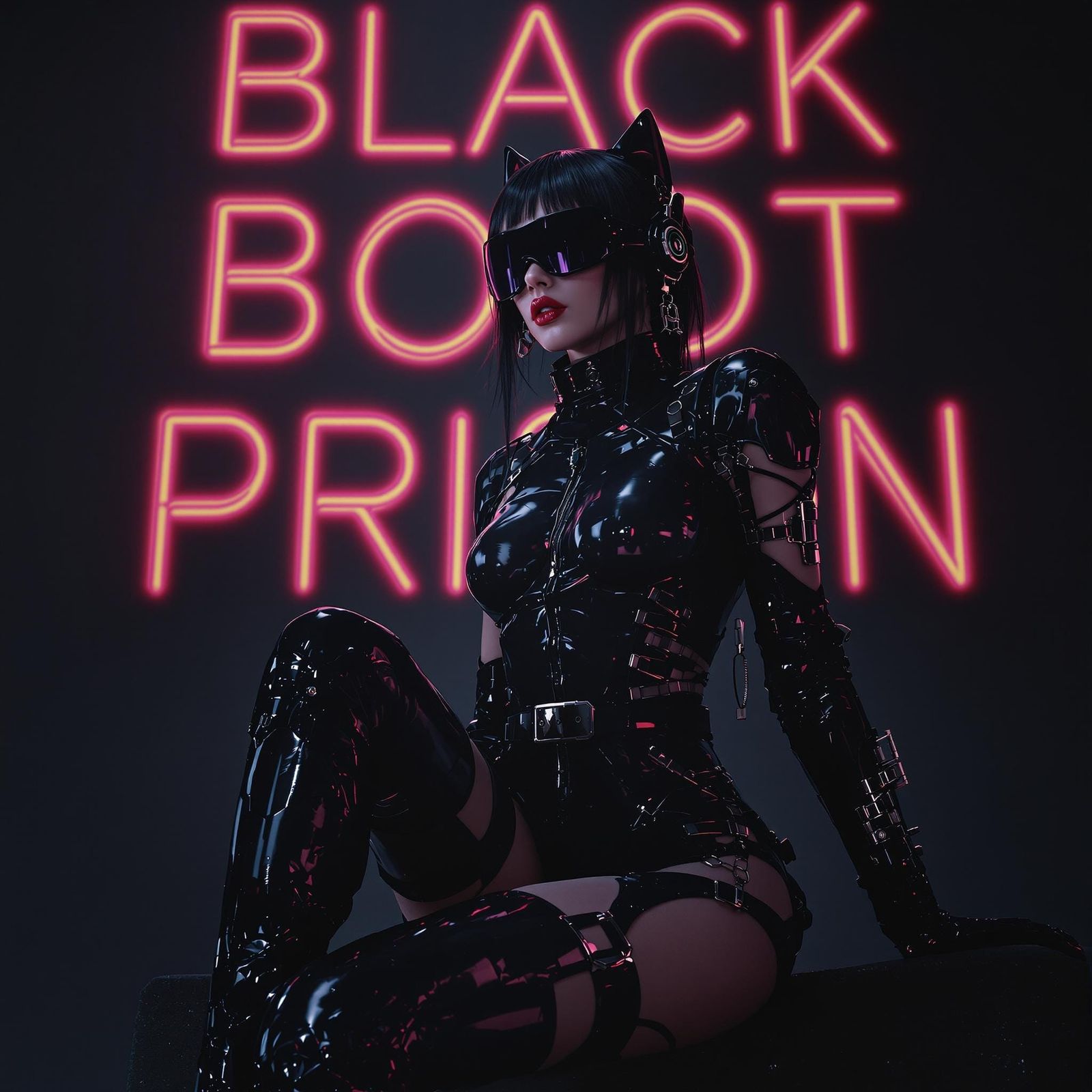 Cyberpunk Goddess on Neon Magazine Cover