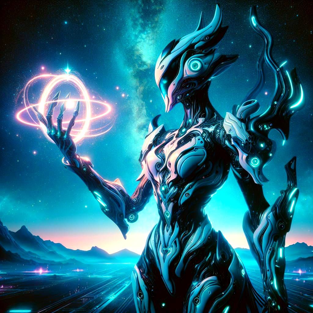 Anime Alien Knight in Cyberpunk Style