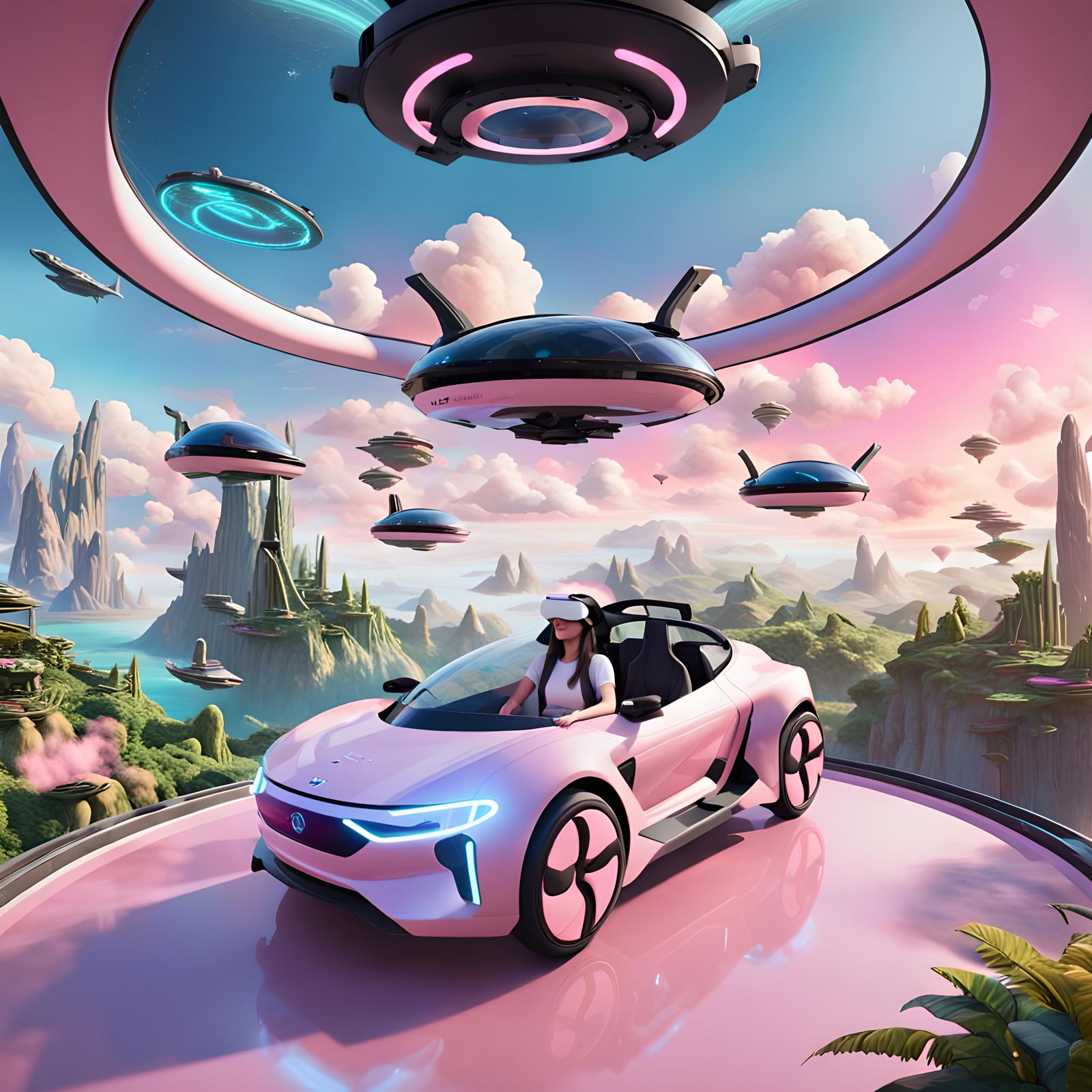 Hovercar Navigating a Virtual Reality Landscape