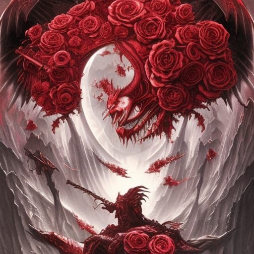 High Gothic Dragon on Throne in Crimson Forest