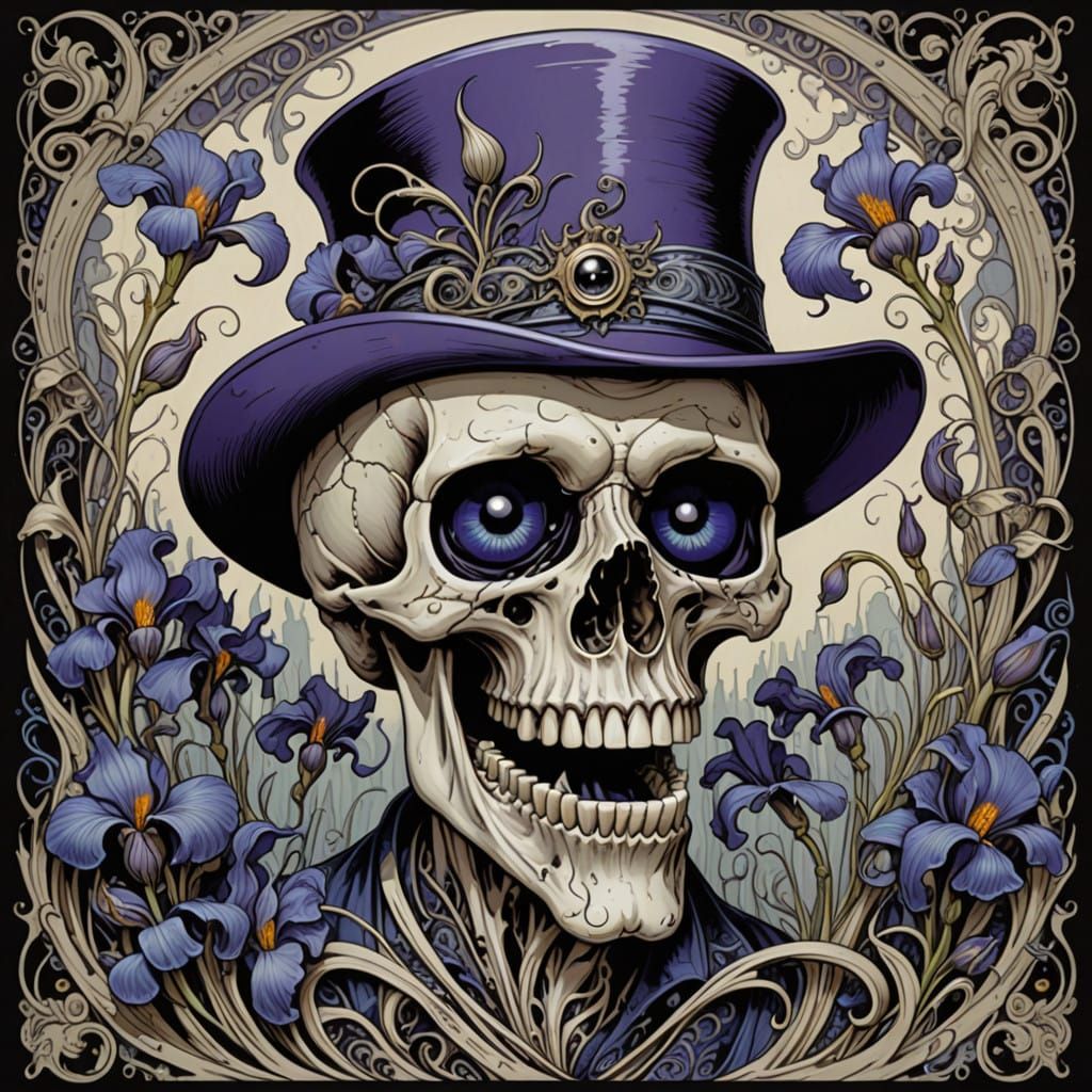 Whimsical Skull in Vibrant Floral Fantasy