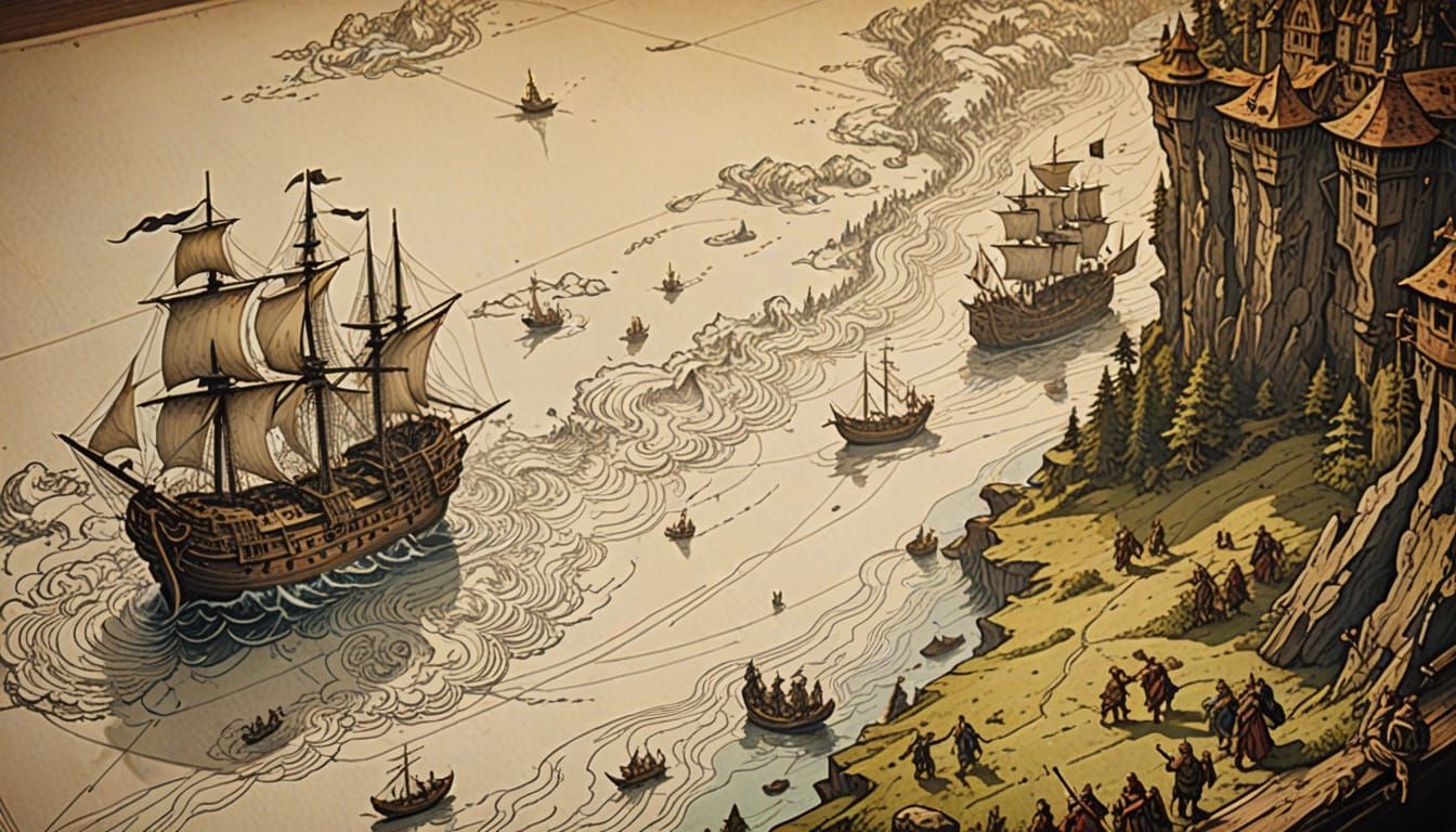 Ancient Map Unfolds with Golden Elegance