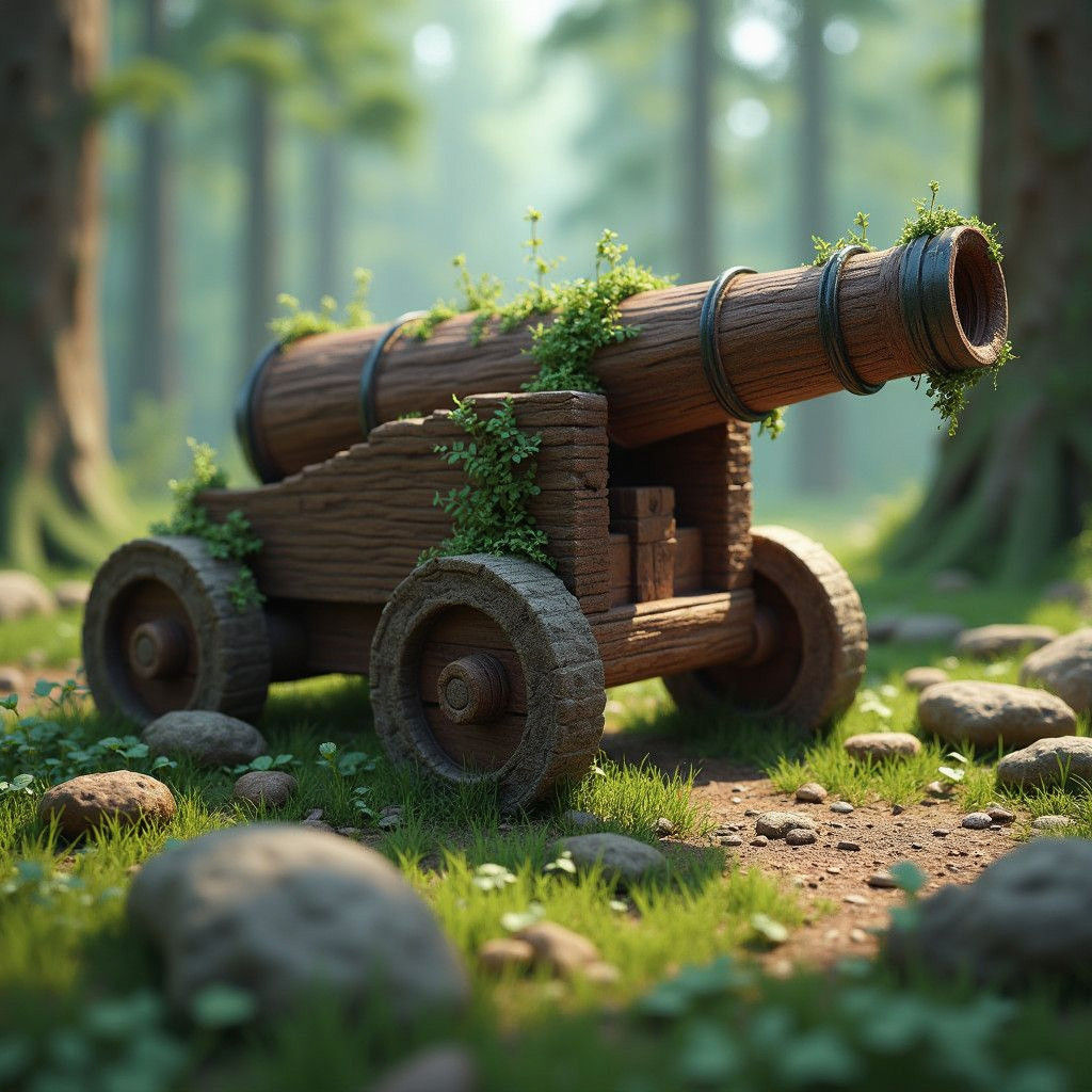 Low-Poly Forest Cannon Model: Progressive Variations
