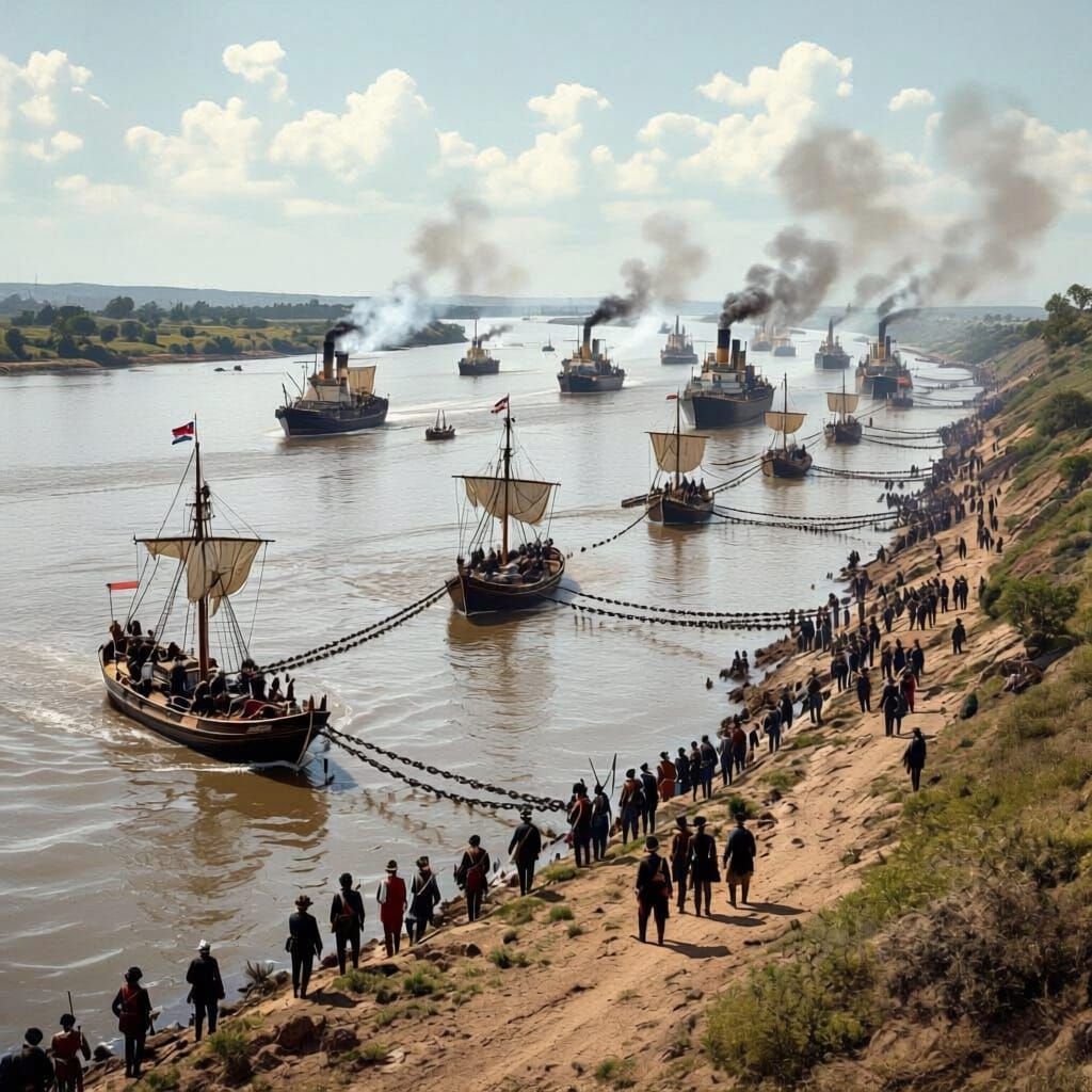 Battle of Vuelta de Obligado: Historical Panoramic River Def...