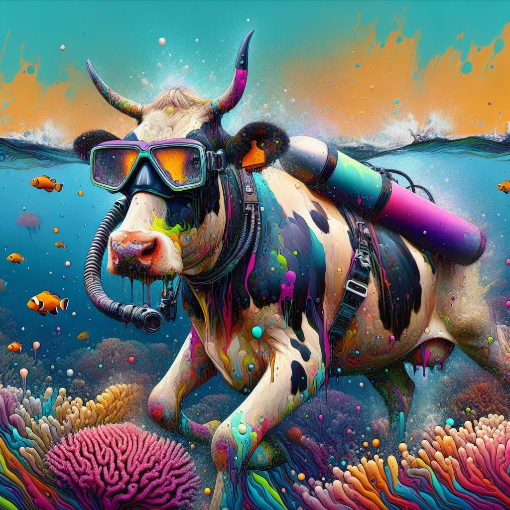Cow Scuba Diving in the Majestic Coral Reef
