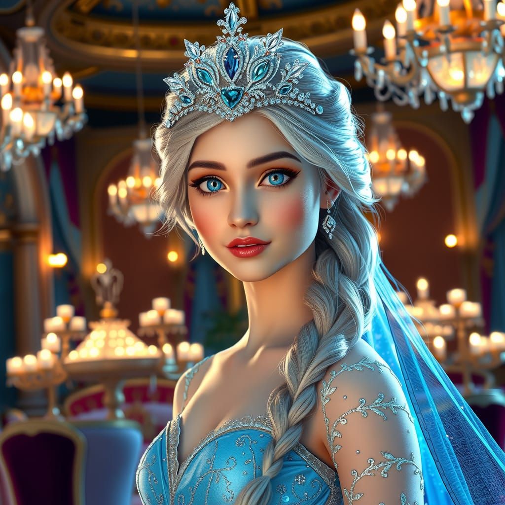 Ice Queen Elsa in Grand Ballroom Splendor
