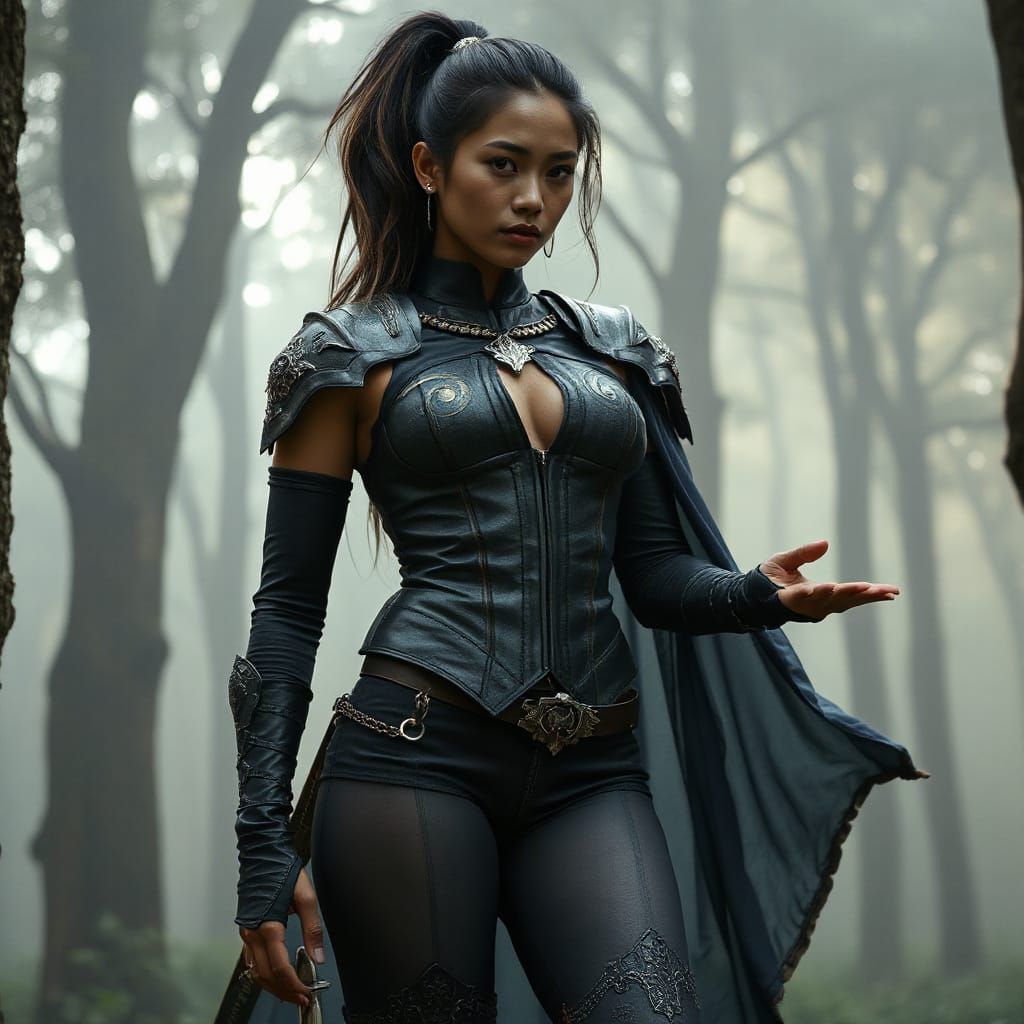 Lahu Warrior in Enchanted Forest with Leather Armor