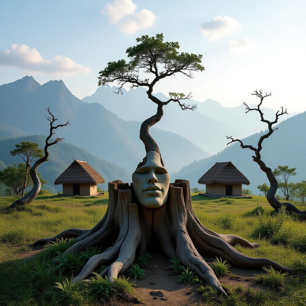 Mystical Landscape Forms Woman's Face from Nature