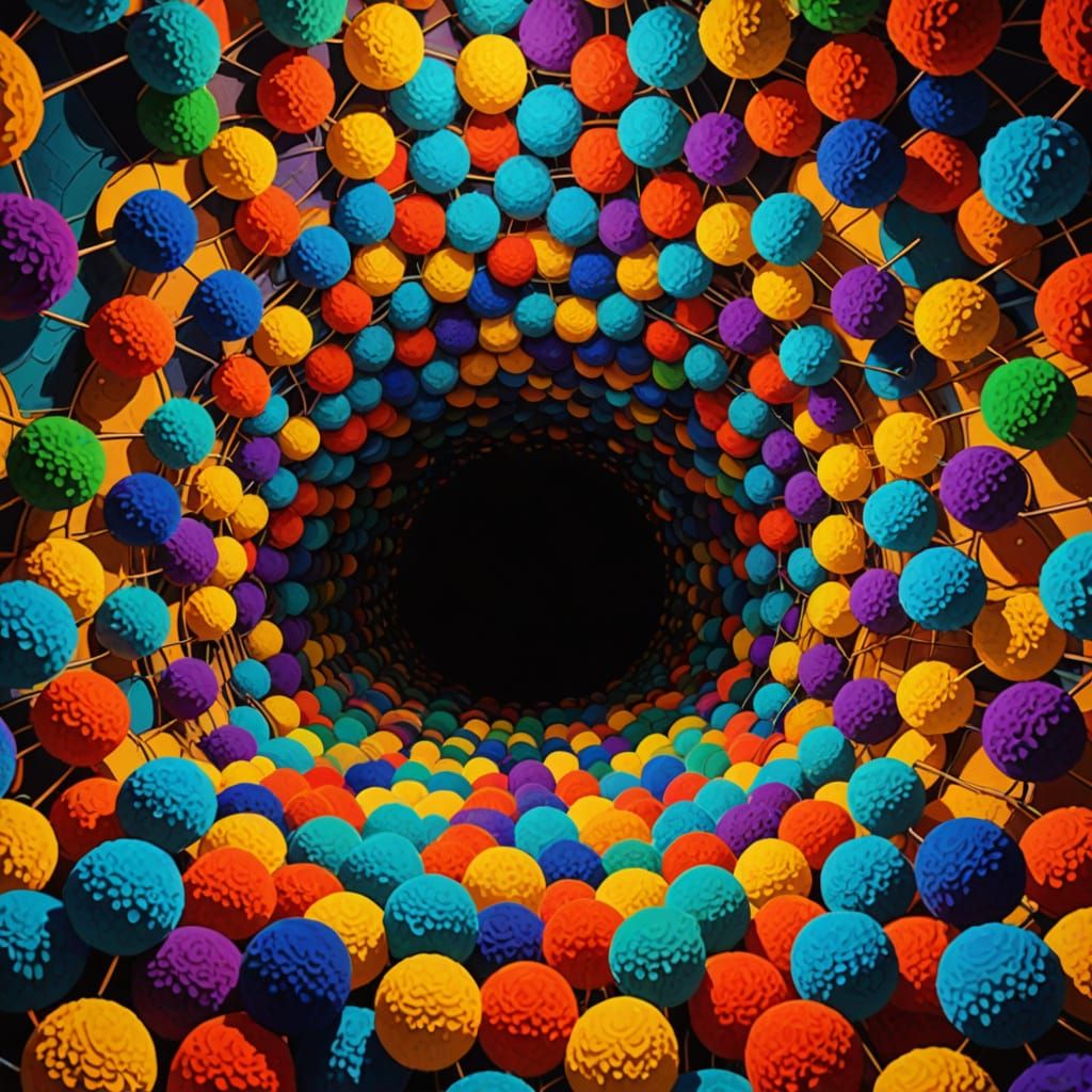 Surreal Time Tunnel with Spirals in Oil Paint Style