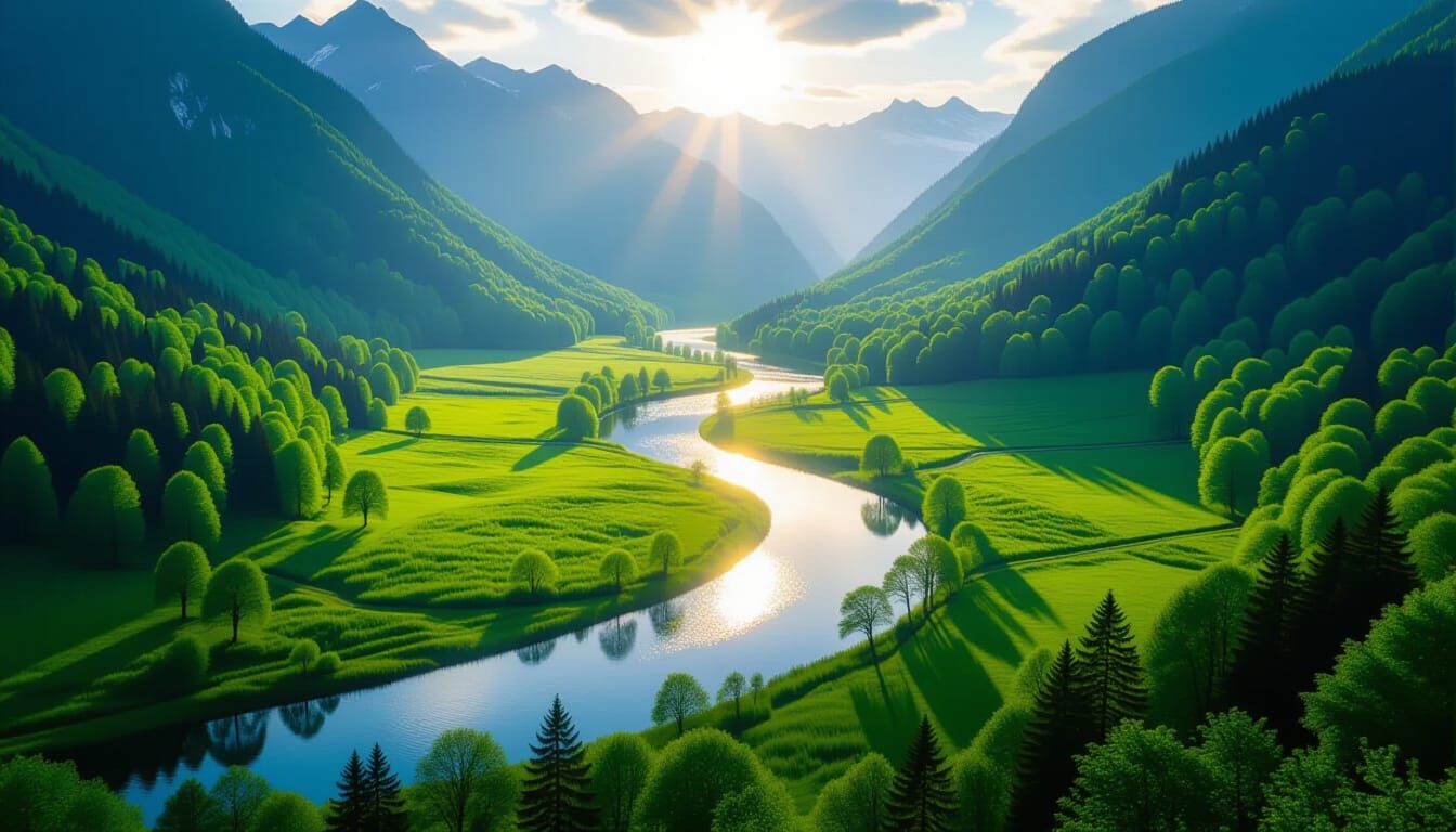 Lush Valley in Springtime, Hudson River School Style