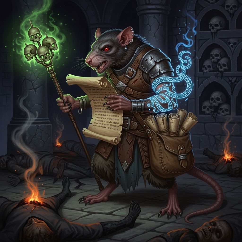 Mystical Wererat Thief in Medieval Catacomb