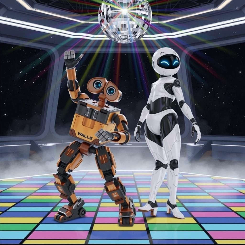 WALL-E and EVA: Retro-Futuristic Disco Dance
