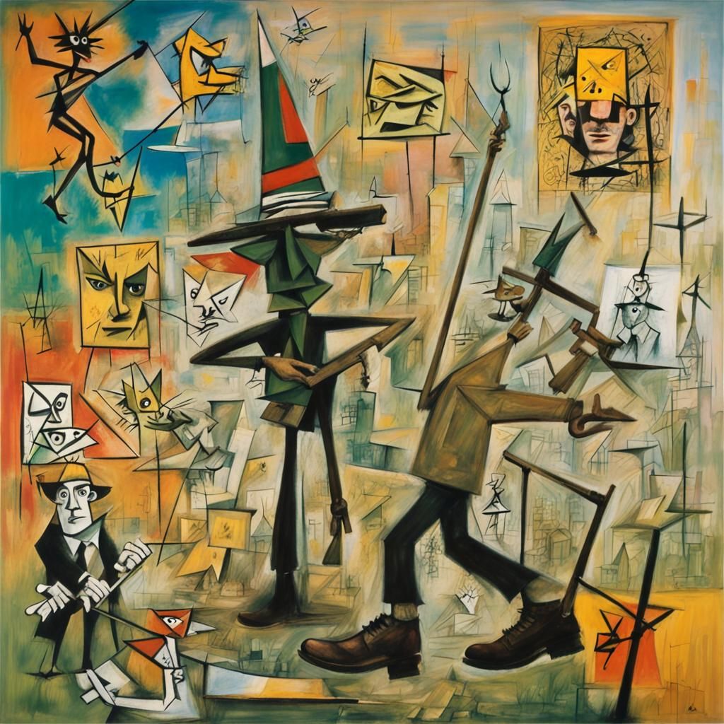 Abstract Robin Hood Inspired by Cubism