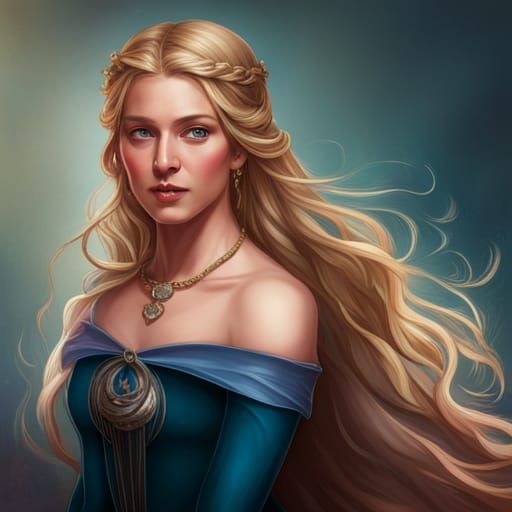 Renaissance Princess Aurora Portrait in Art Nouveau Style