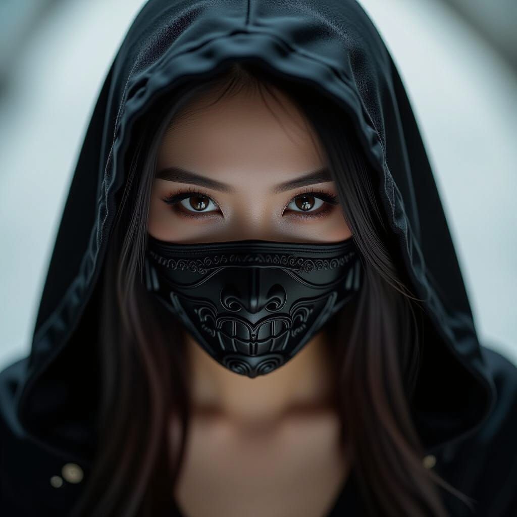 Mysterious Woman in Ornate Mask, Cinematic Lighting