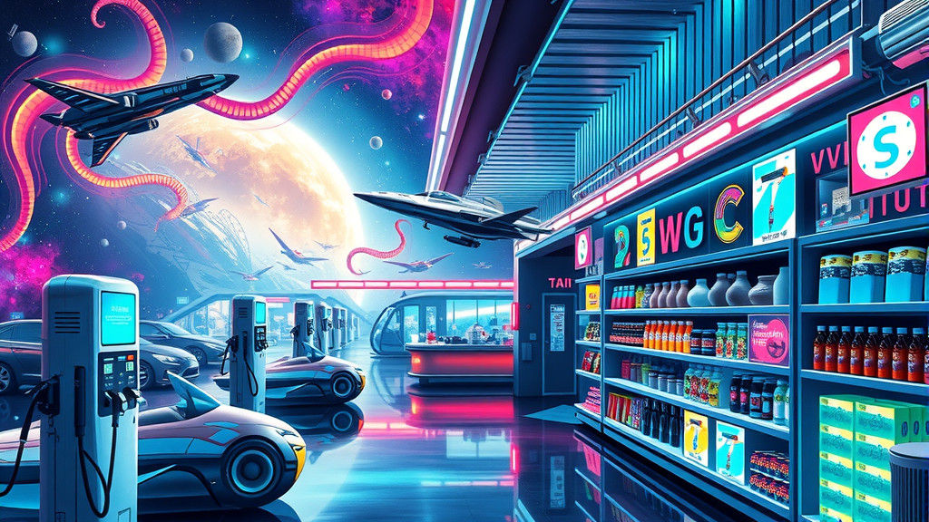 Intergalactic Gas Station with Alien Travelers in Cyberpunk ...