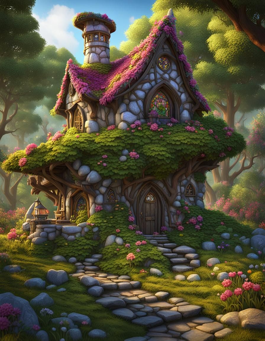 Enchanted Gnome Home in Fantasy Forest