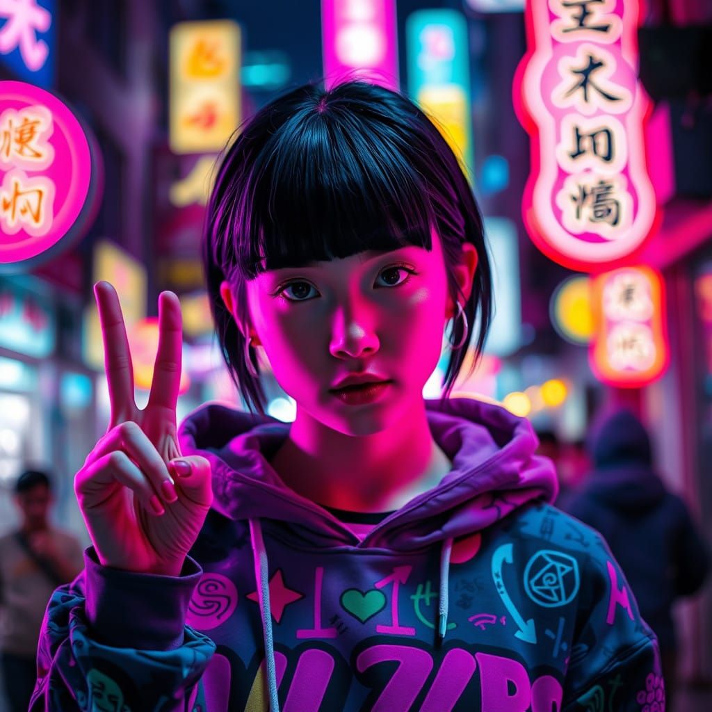 Cyberpunk Woman in Neon City