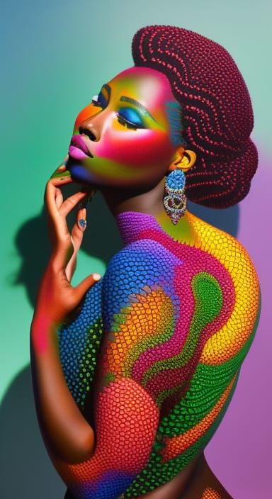 Colorful Abstract Portrait in Cubist Style