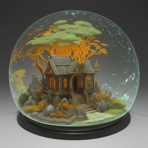 Abstract Landscape in 3D Anime Style with Geometric Light