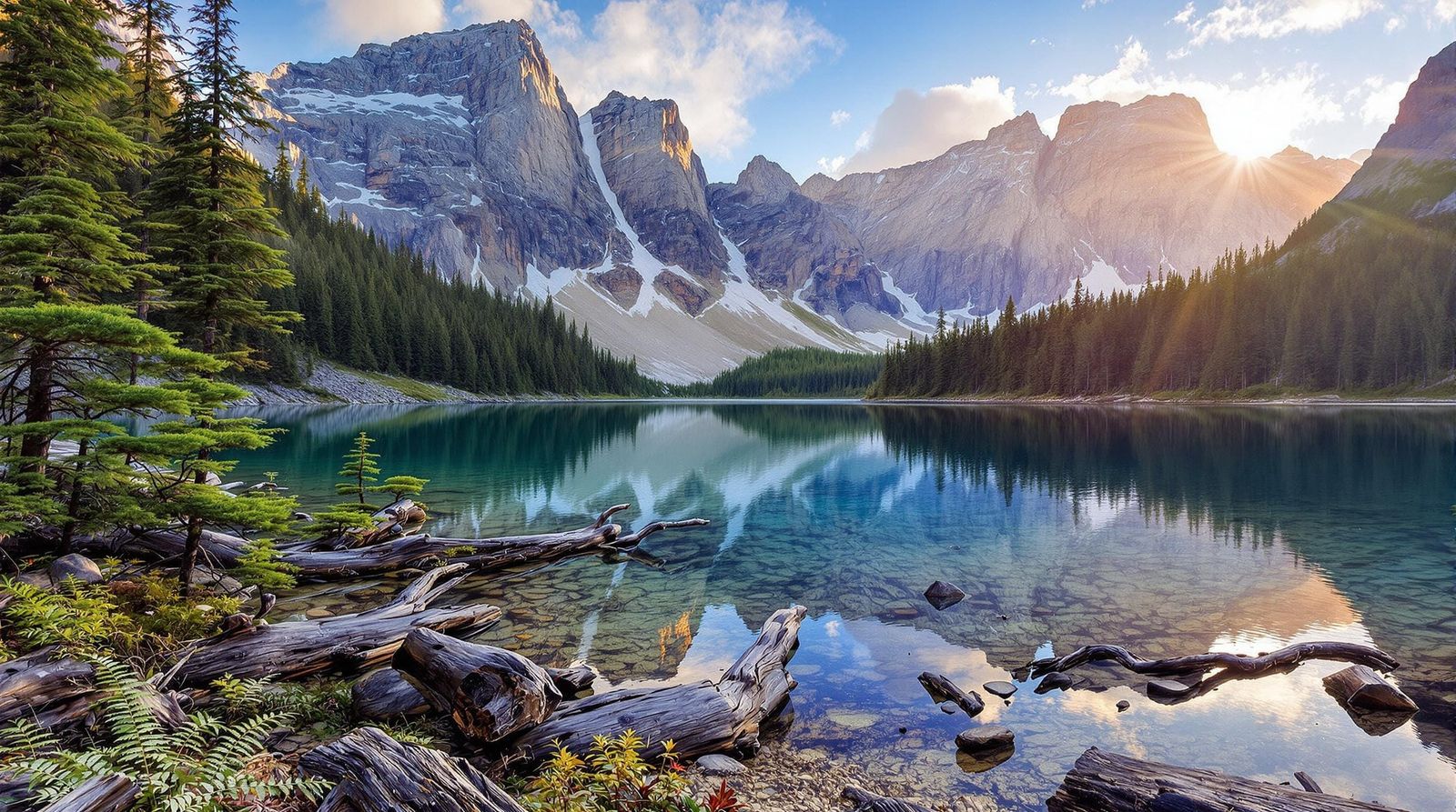 Majestic Alpine Lake in Serene Valley Landscape
