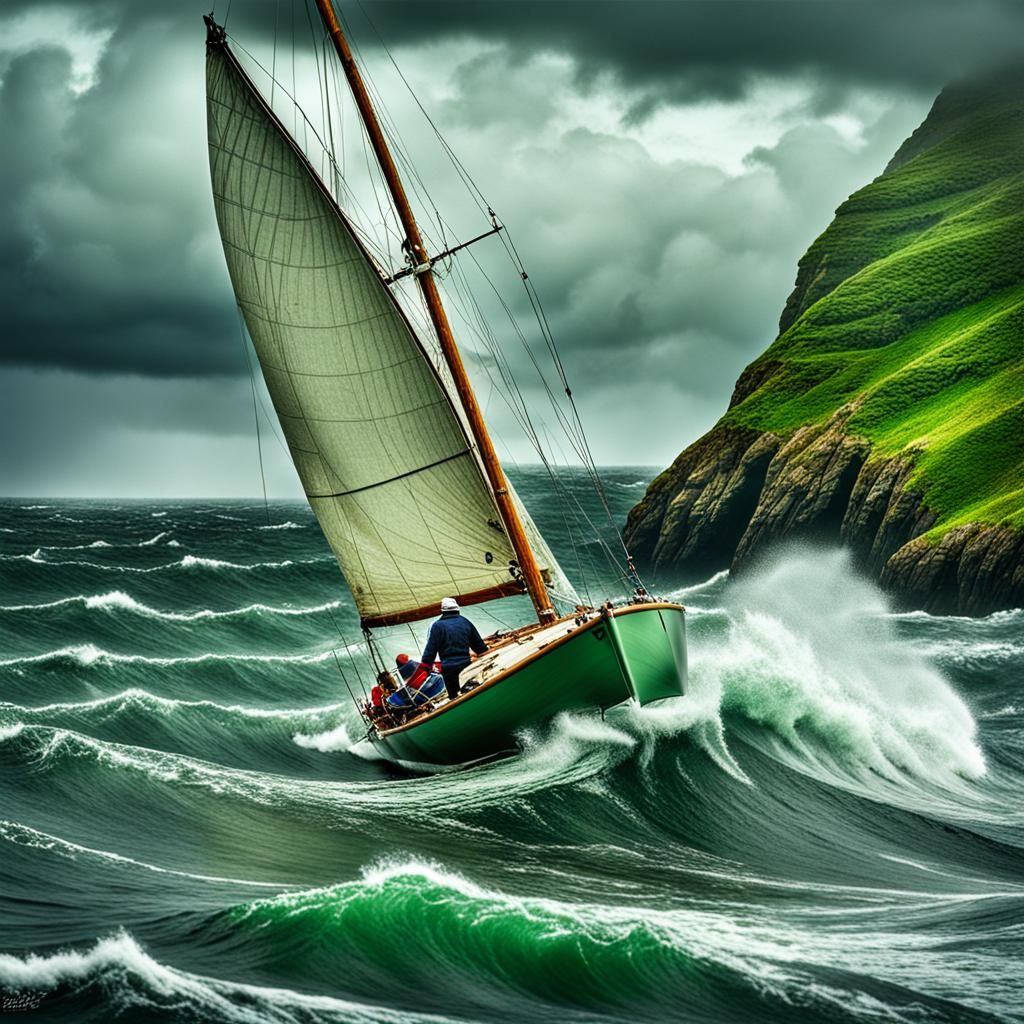 Stormy Ocean Sailboat Adventure in HDR