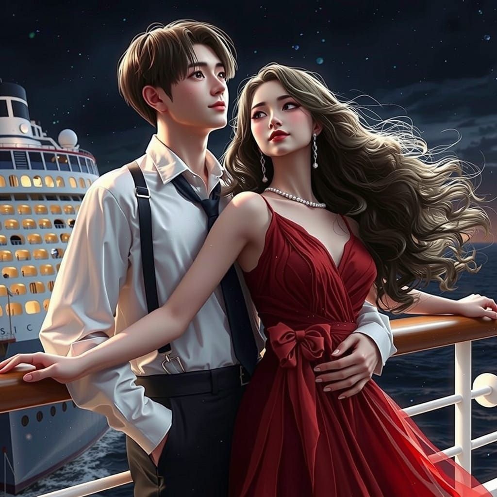 Romantic Couple on the RMS Titanic at Sunset in Stunning 3D...