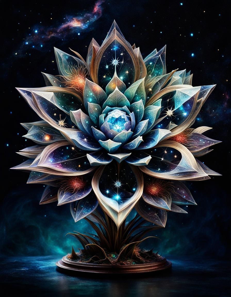 Crystal Flower with Nebulae and Galaxies