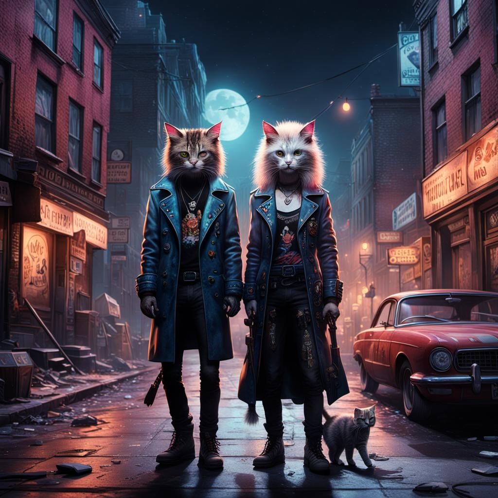 Sid and Nancy as Cats: Detailed Matte Painting