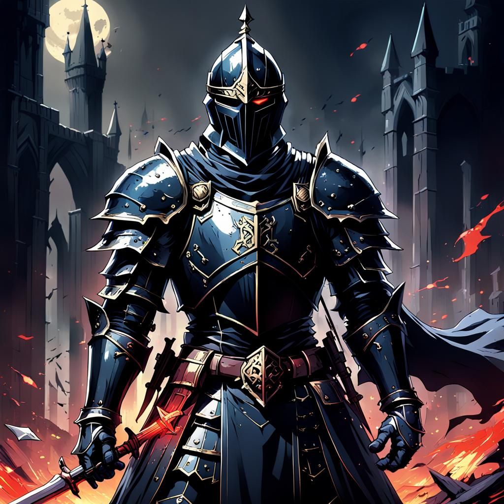 Black Knight of Death in Anime Style