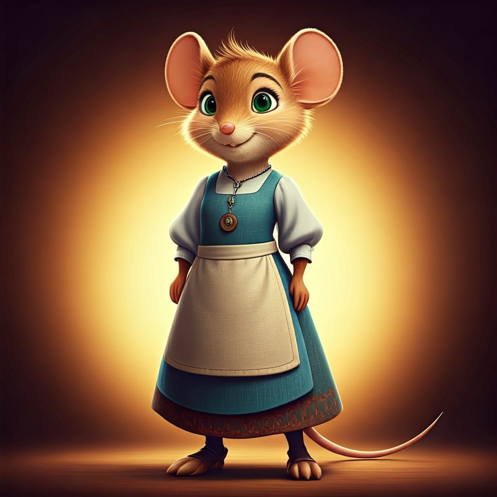 Mouse Character in Dress, 3D Digital Art