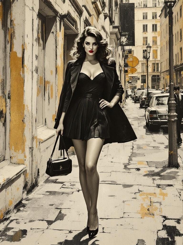 1950s Pin-Up in Film Noir Style, Kline and Burri Inspired