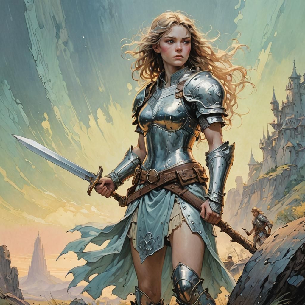 Pastel Warrior Princess with Metal Shield